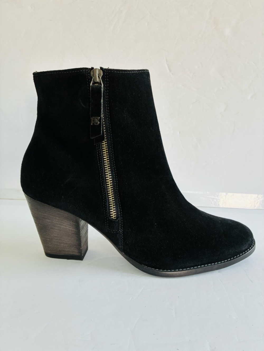PAUL GREEN $550 Reya Suede Ankle Boot Side Zip Chunky Stacked Heel Size 8.5 NEW - Picture 3 of 7
